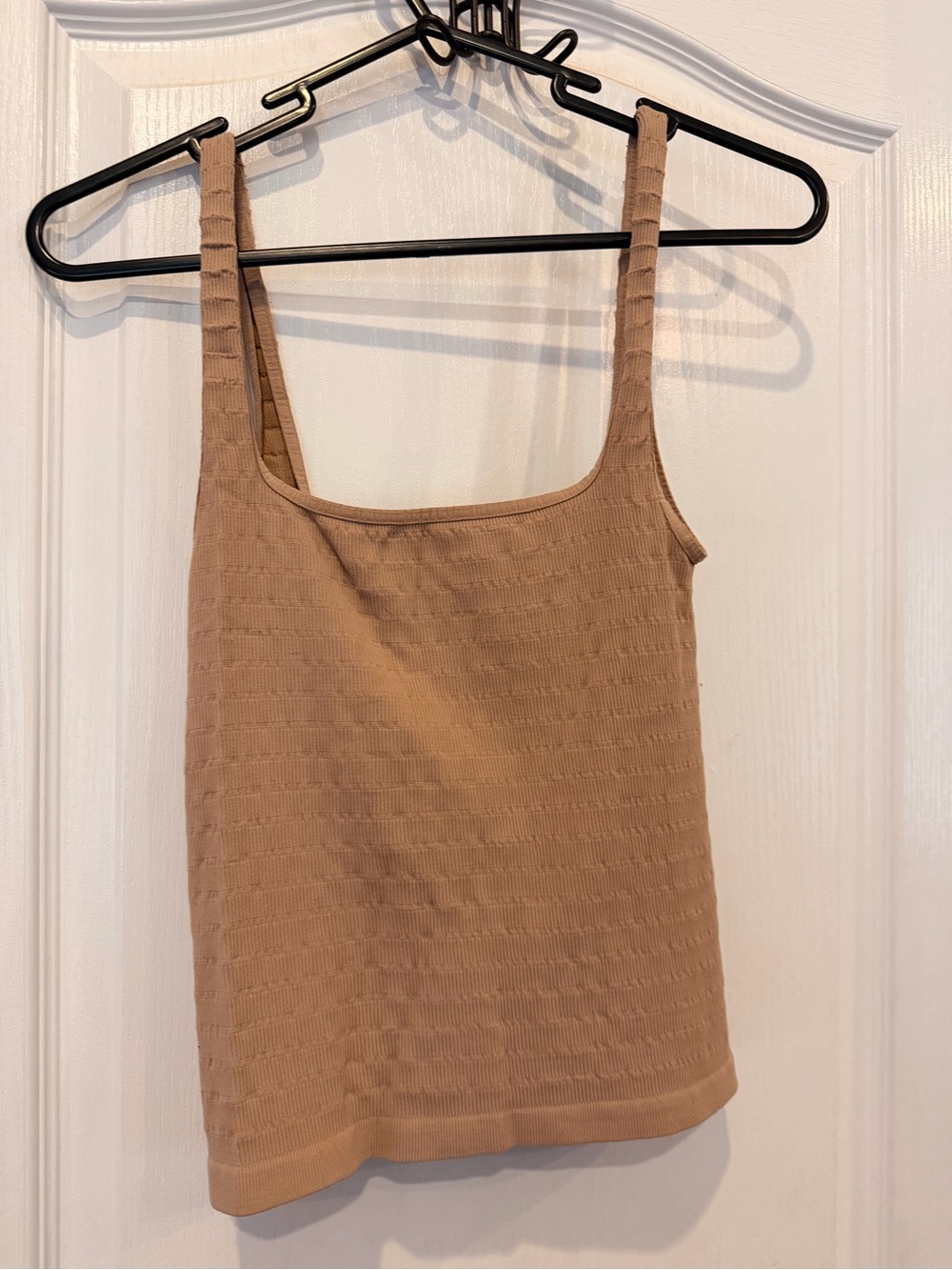 Free People Ribbed Square-Neck Tank in Beige